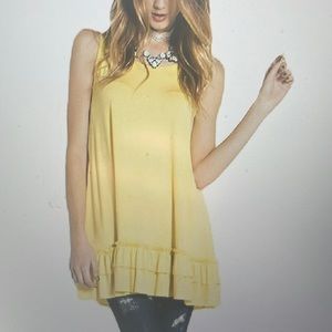 Easel Green Lime Yellow Sleeveless Tank Top Blouse Layered New